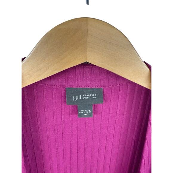J Jill Wearever Collection Burgundy Lightweight Knit Cardigan Womens Medium - Picture 2 of 5
